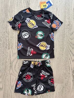 NBA, Boys, Shorts & T-Shirt Set, Child, Size XS (4-5), UPF 50, New With Tags